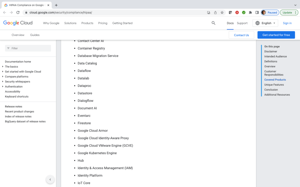 Firebase HIPAA Compliance - GCP Covered Products