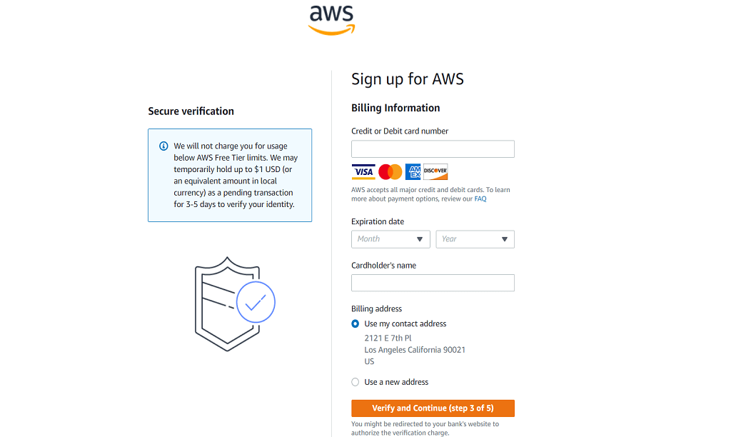 AWS sign up
