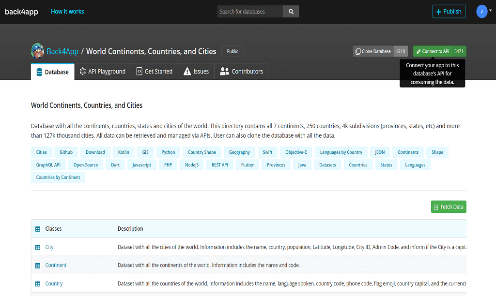 Back4app database hub example