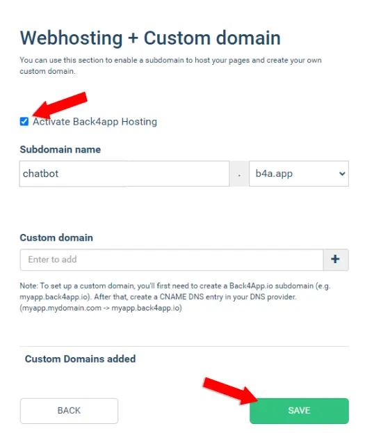 Webhosting + Custom Domain Settings