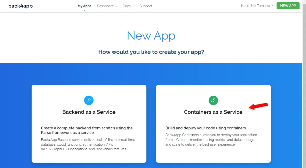 Back4app Containers as a Service