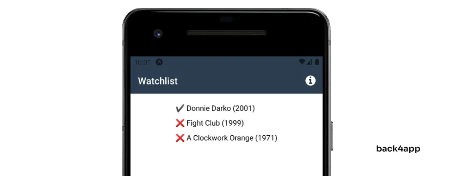 Back4app Watchlist App Preview