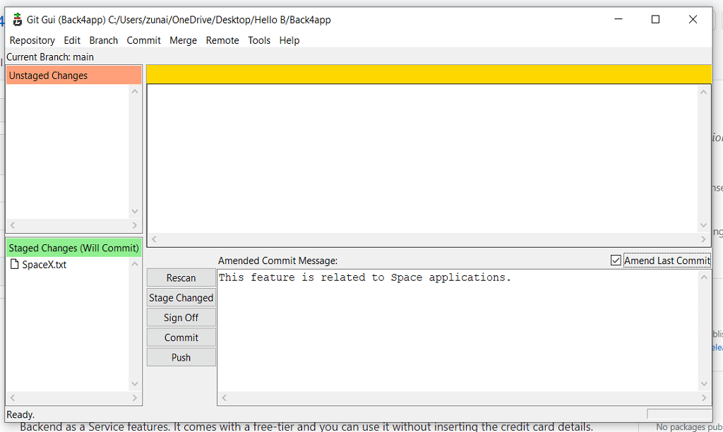 Create push files in the Git repository