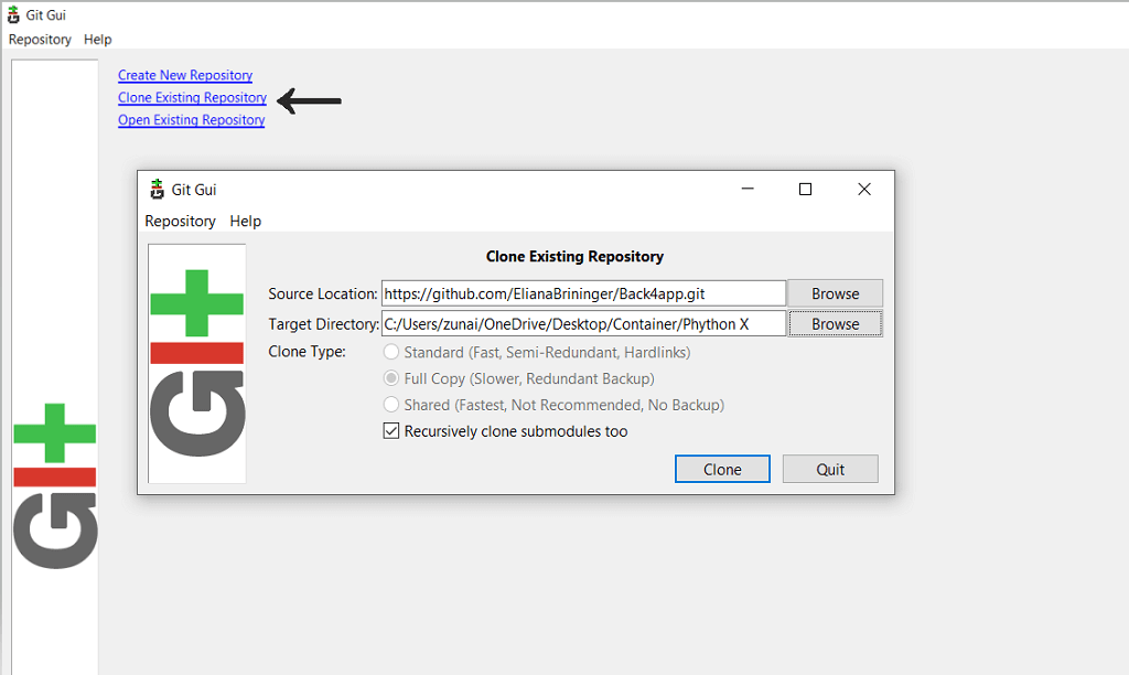 Clone repository to Git