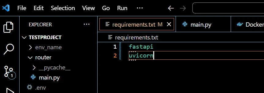 VS code with requirements