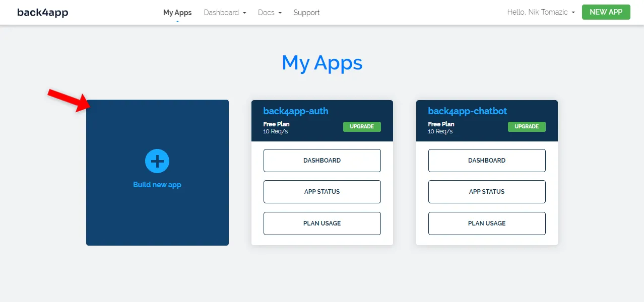 Back4app Build New App