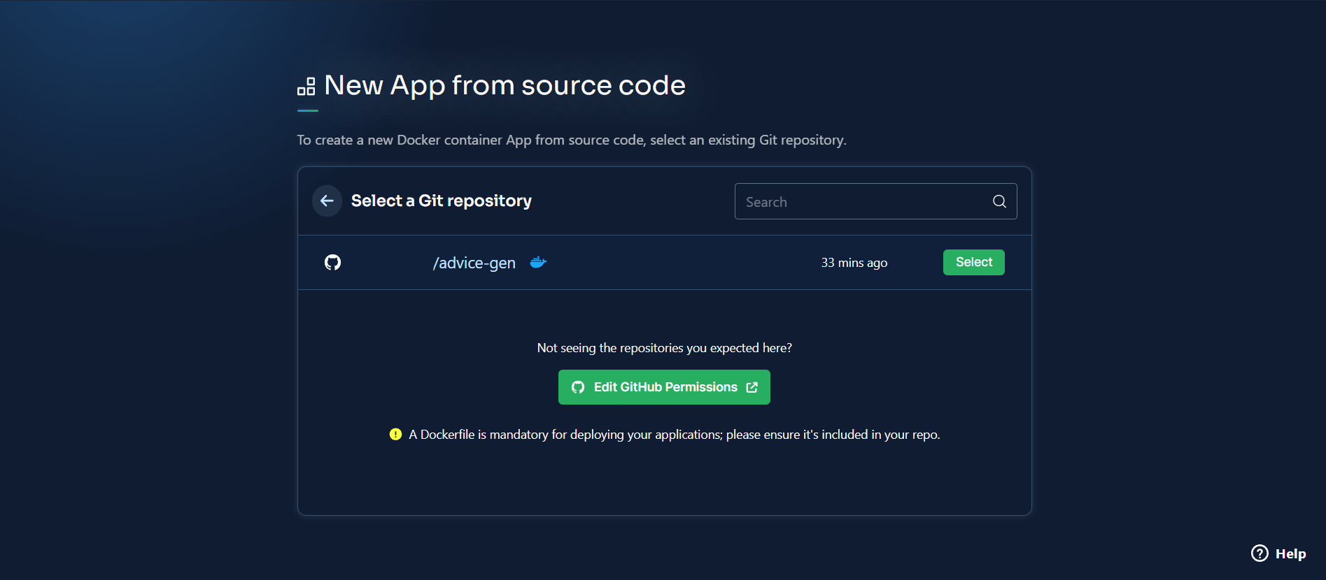 Back4app CaaS interface to edit GitHub repository permissions