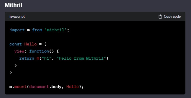 Mithril Code Example