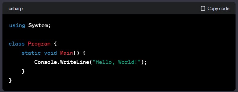C# code example
