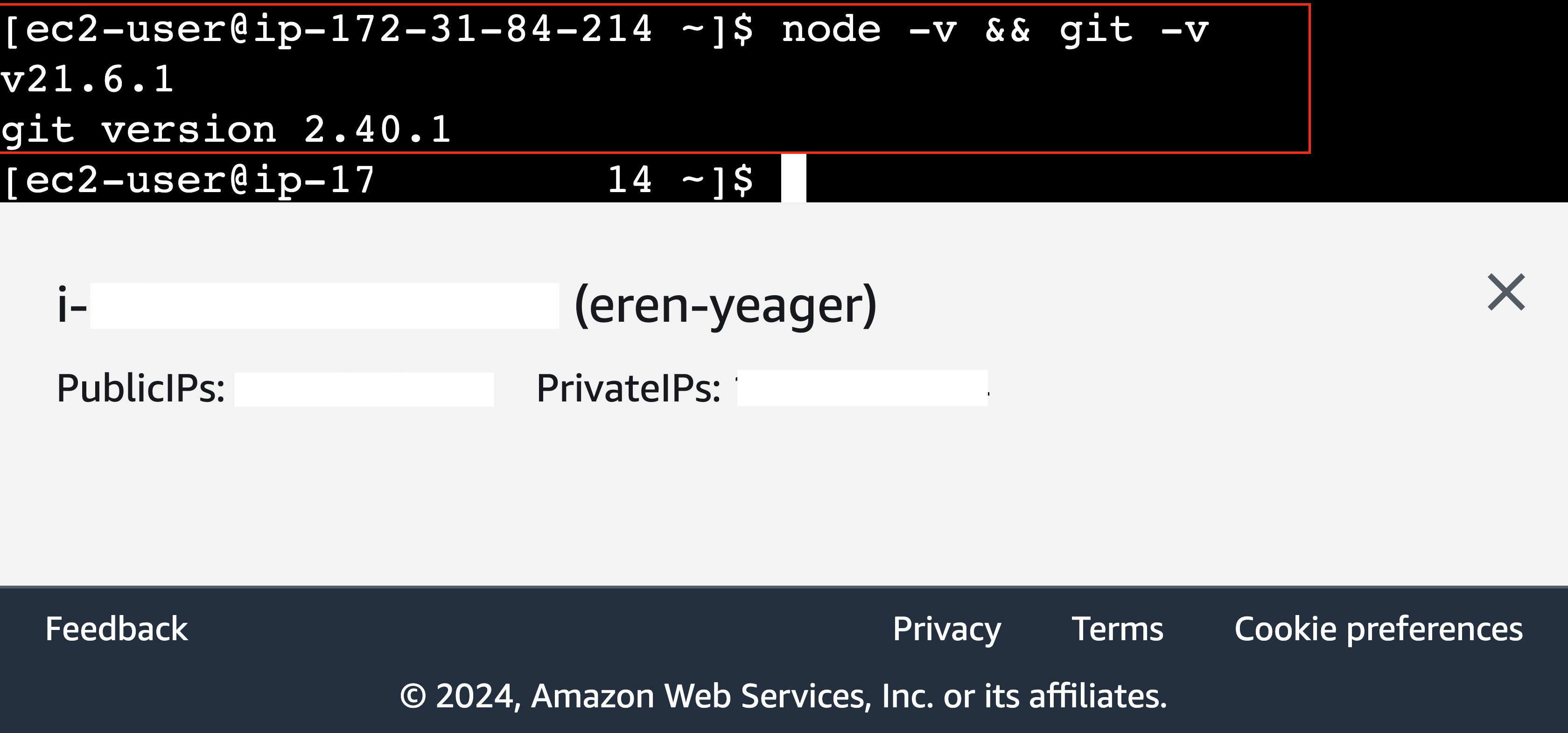 Git and Node.js successful installation
