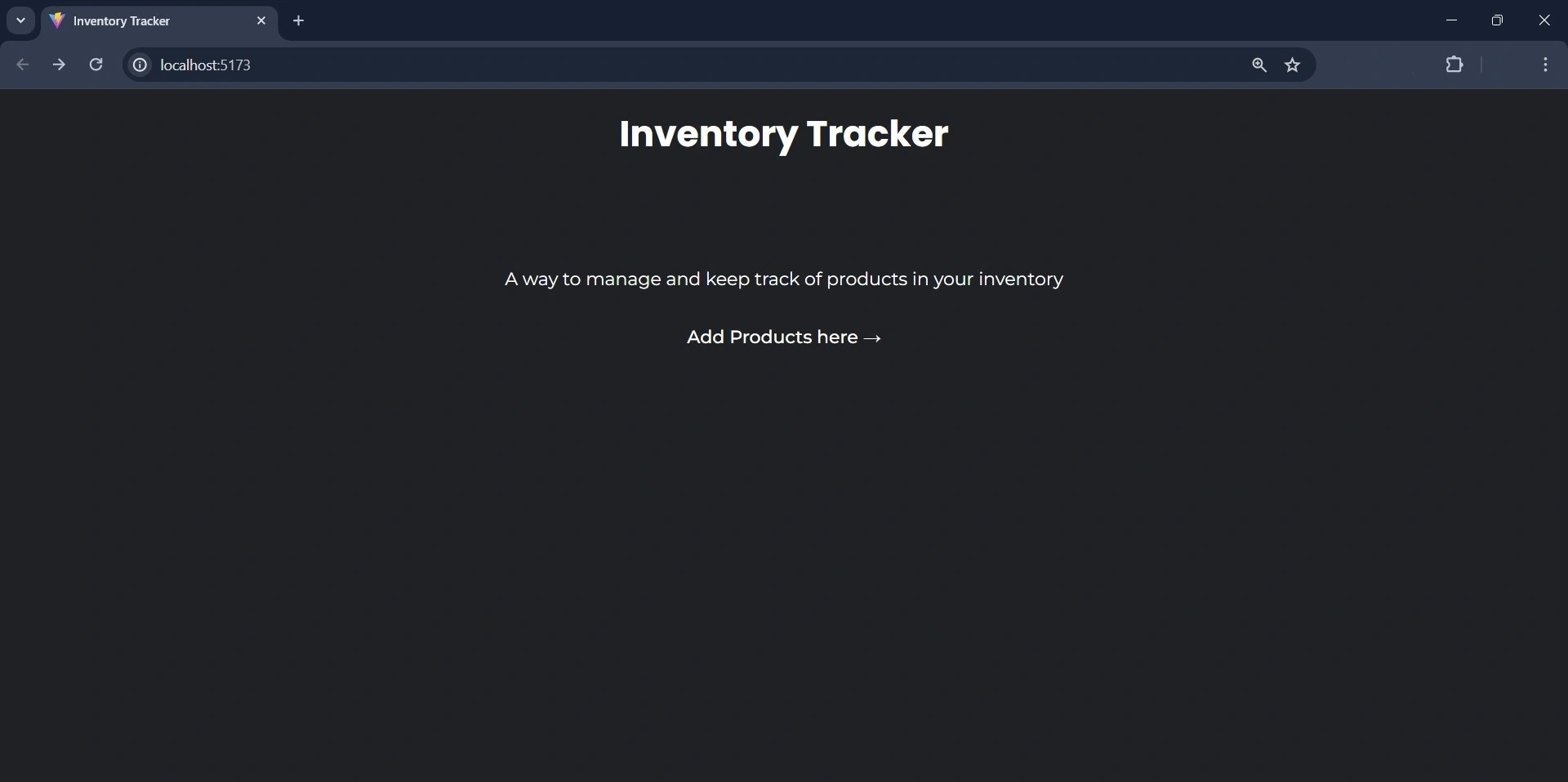 Inventory Tracker Homepage