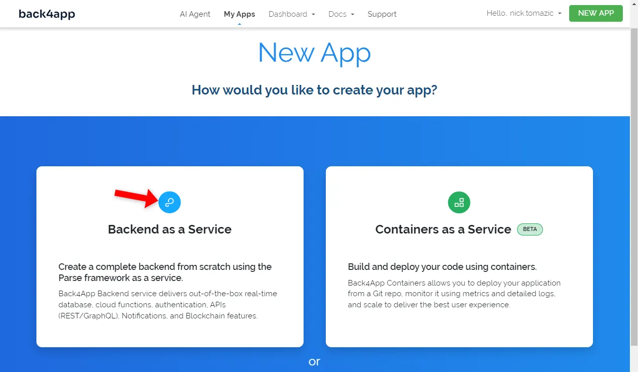 Back4app Backend as a Service Select
