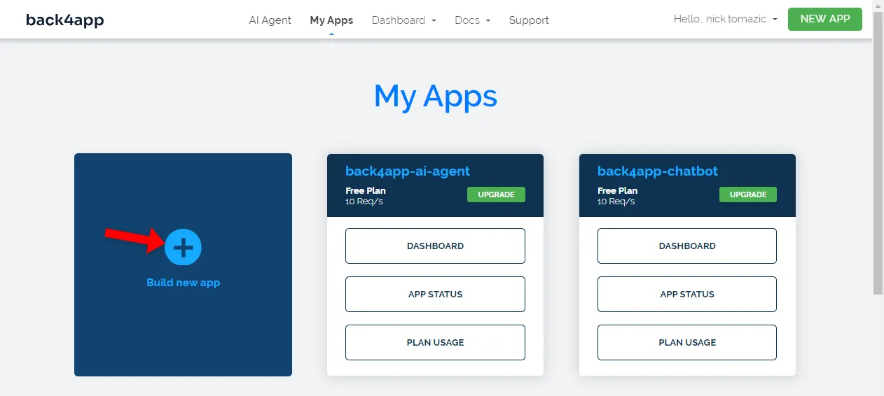 Back4app Containers Apps Dashboard