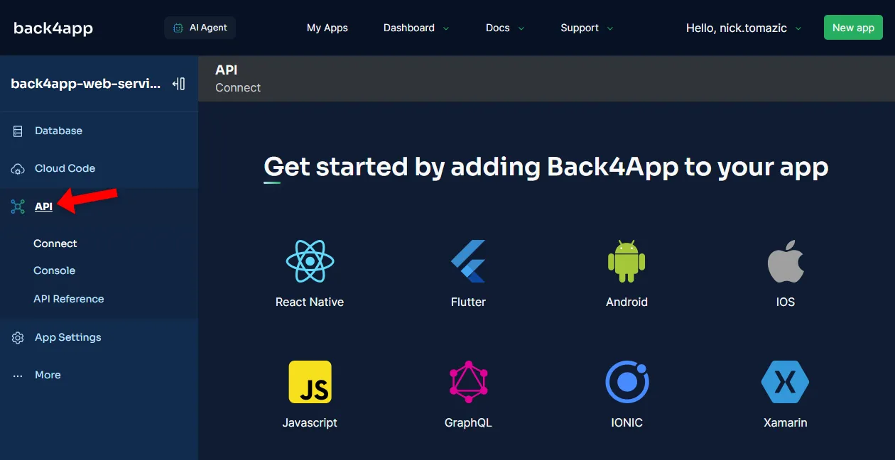 Back4app API Connect