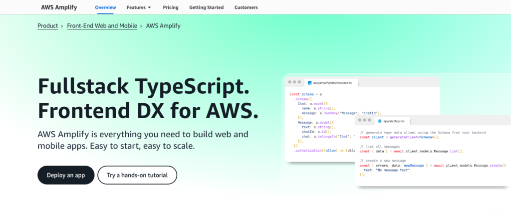 AWS Amplify Home Page